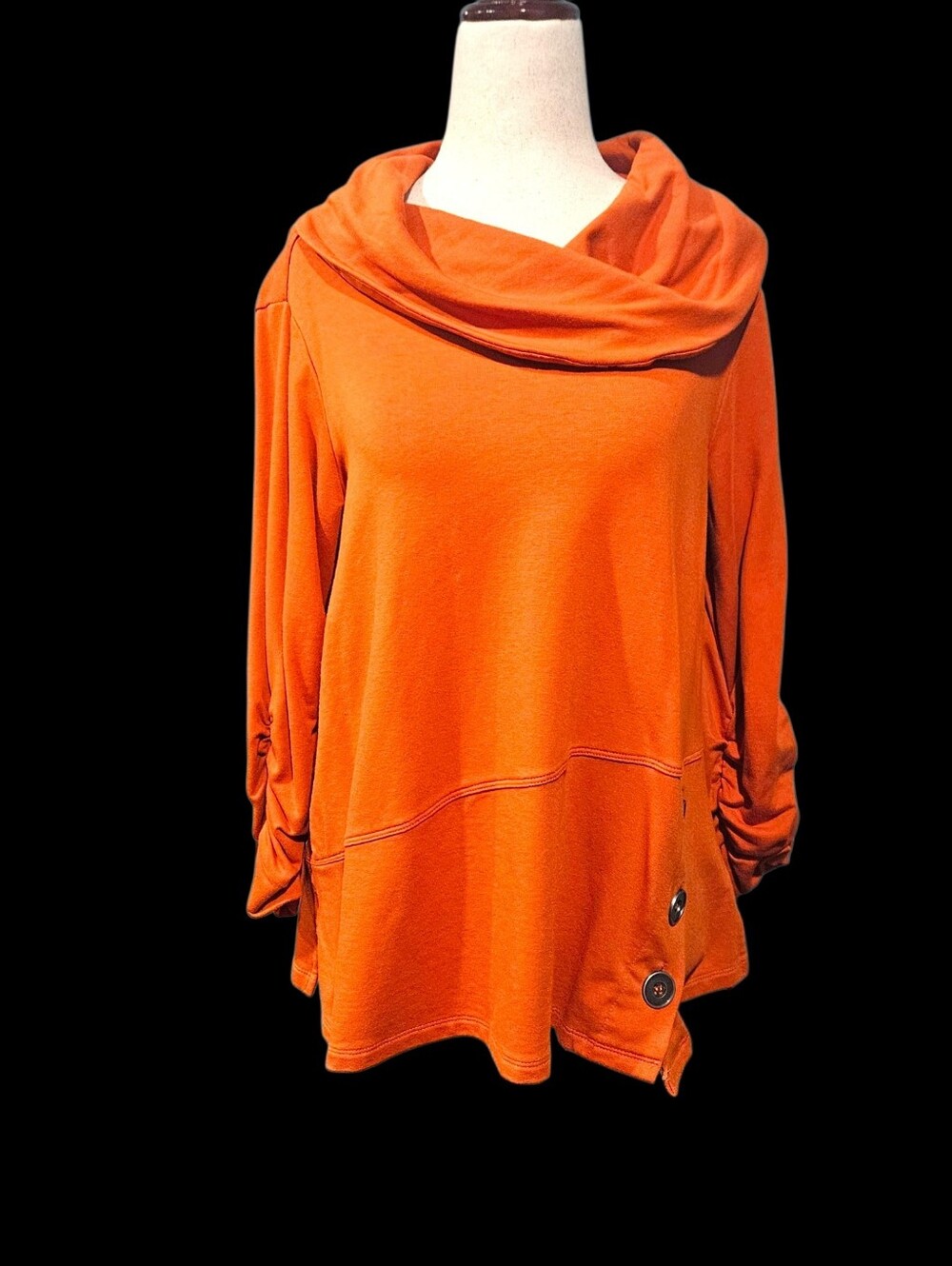 Ali Miles Orange Cowl Neck Tunic Sweater